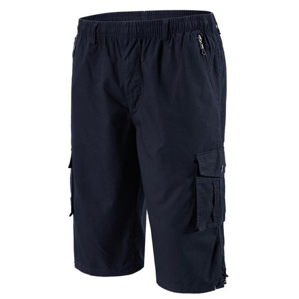 

plus size cotton cargo shorts men 2021 summer loose solid pantalones cortos hombre multi pockets men's, White;black