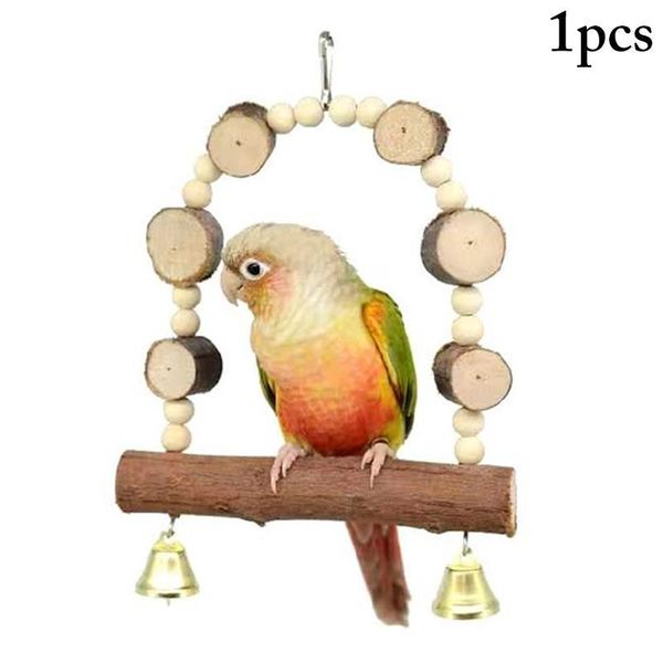 

other bird supplies swing toy bite resistant wood parrot chew tooth cleaning parakeet perch with bell accessories