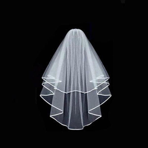 

bridal veils simple and elegent wedding veil tulle with comb lace ribbon edge white, Black
