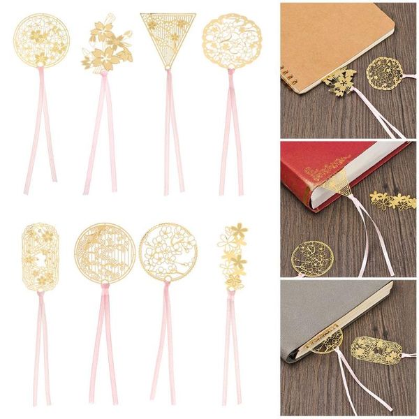 

bookmark 8pcs cute apricot book holder rose gold leaf metal chinese style tassel