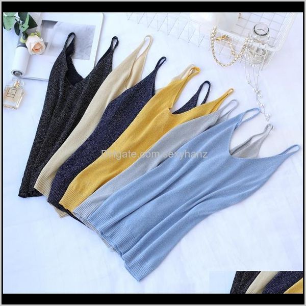 

womens tanks knitted vneck tank women lurex vest female casual sleeveless camisole fashion camis ladies sling slim summer 79 2nbfh, White