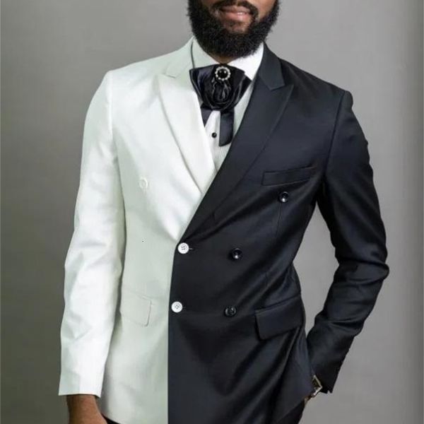 

men's suits & blazers ivory and black male fantasy, novelty, engagement suits, high lapels, wedding groomsmen, two pieces (jacket + pan, White;black