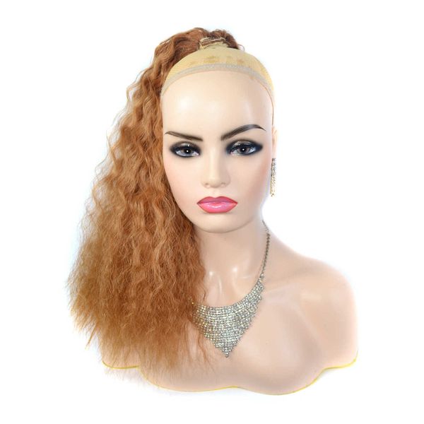

wig light brown pull rope net bag corn ffy wig tail, Black