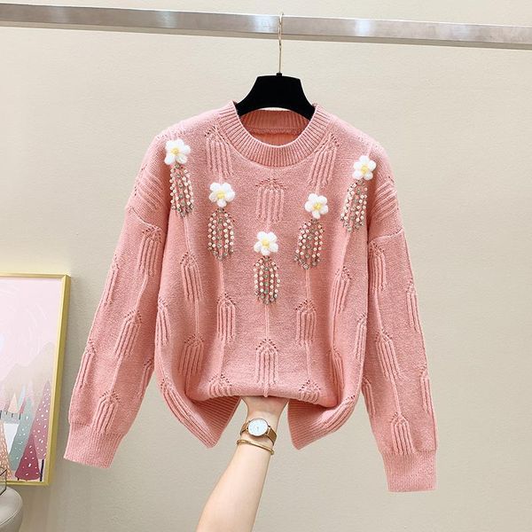 

women's sweaters flower sweet korean style fashion pullovers for ladies autumn winter 2021 clothing sweater blouse female coats, White;black