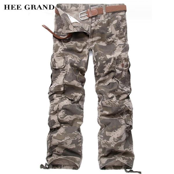 

men's pants hee grand 2021 arrival men casual full length mid-waist whole cotton material cargo multi colors mkx1035, Black