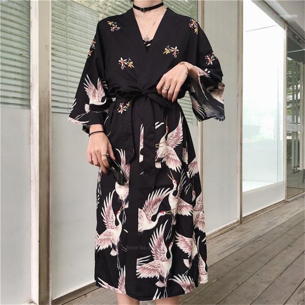 Japanische Kimono Traditionelle Frau 2021 Lange Strickjacke Cosplay Bluse Shirt Yukata Weibliche Kleid Haori Kleidung1