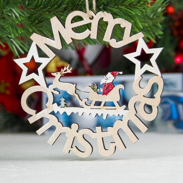 

christmas decorations zerolife wooden painted colorful santa clause snowman ornaments pendant decor for home kids toys gift xmas