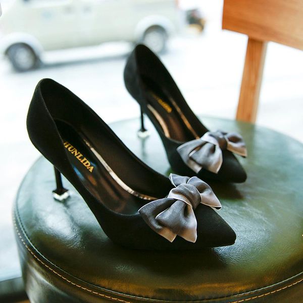 

dress shoes all-match spring stiletto banquet high heels, Black