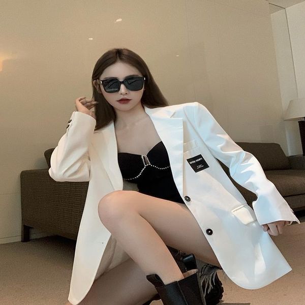 

women's suits & blazers white suit coat with hong kong style, White;black