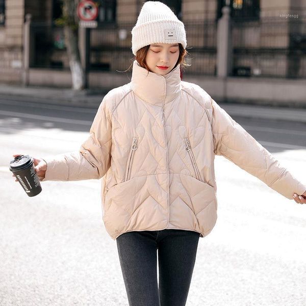 

women's down & parkas 2021 women winter 90% white duck coats female loose short warm puffer jackets korean casual solid collar ladies o, Black