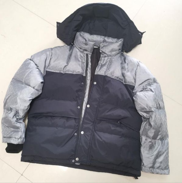 

men jacquard nylon padded down jacket hooded warm parkas designer male snap button zip closure knit rib black winter outwear