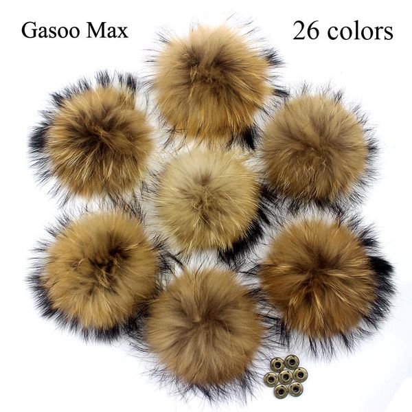 

5pcs/lot diy 13cm 15cm raccoon fur pompoms for knitted winter hat cap real pom poms for beanies scarves real fur pomponsg, Blue;gray