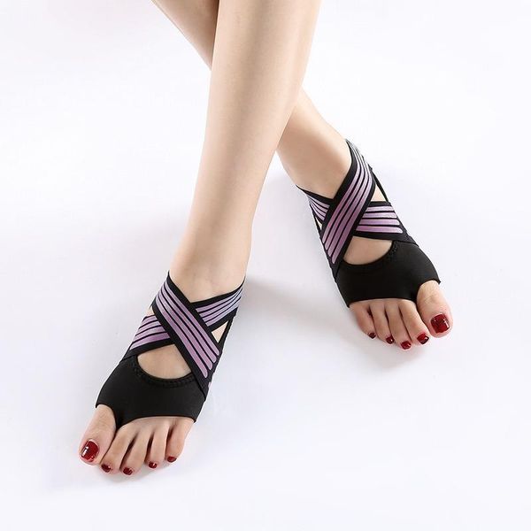 

sports socks sport yoga shoes women flat soft professional non slip gym fitness dance ballet pilates anti sandals, Black