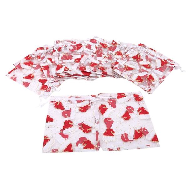 

gift wrap 20pcs christmas drawstring design organza sheer gauze bags tulle fabric wedding sachet bag
