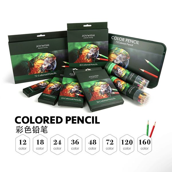 

/ 12 24 36 48 72 160 color pencil oil water soble box set, Black;red
