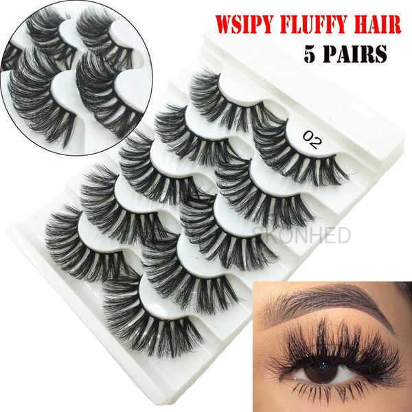 

false eyelashes skonhed 5 pairs 3d faux mink hair fluffy wispy natural long lashes handmade eye makeup extension tools