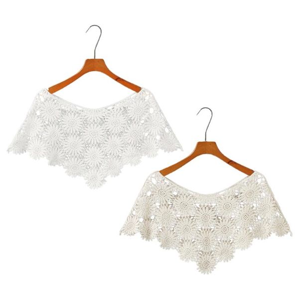 

scarves women knit hollow out shawl wrap wedding bridal bolero flapper cover up crochet sunflower lace scarf shrug cape poncho, Blue;gray