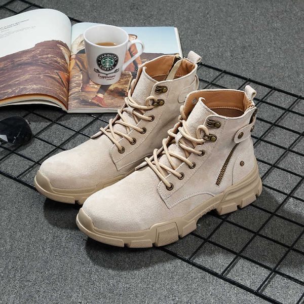 

men's tooling shoes autumn british style korean fashion versatile high boots men's martin, Black