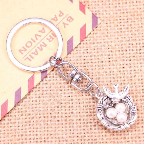 

keychains 5pcs fashion keychain 24x19x8mm swallow bird's nest eggs pendants diy men jewelry car key chain souvenir for gift, Silver