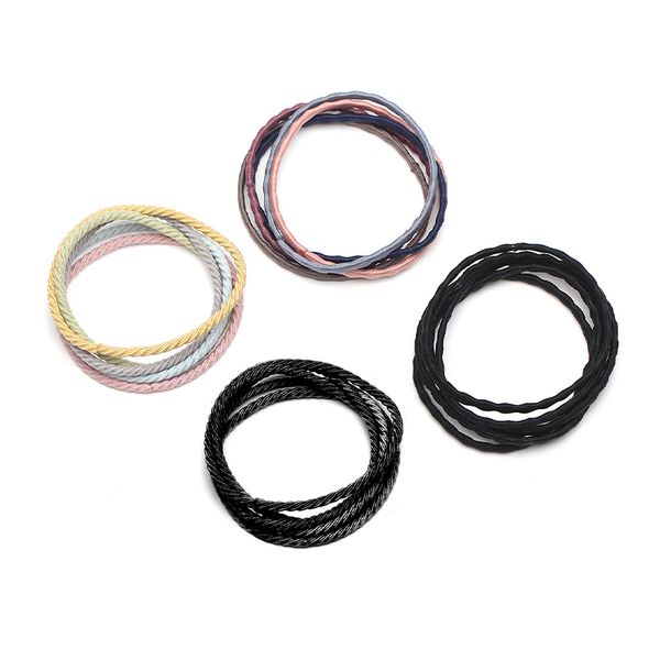 

chimera women  basic thin high elastic rubber bands girl roman stripes fine hair rope ties multicolour ponytail daily headwear, Pink