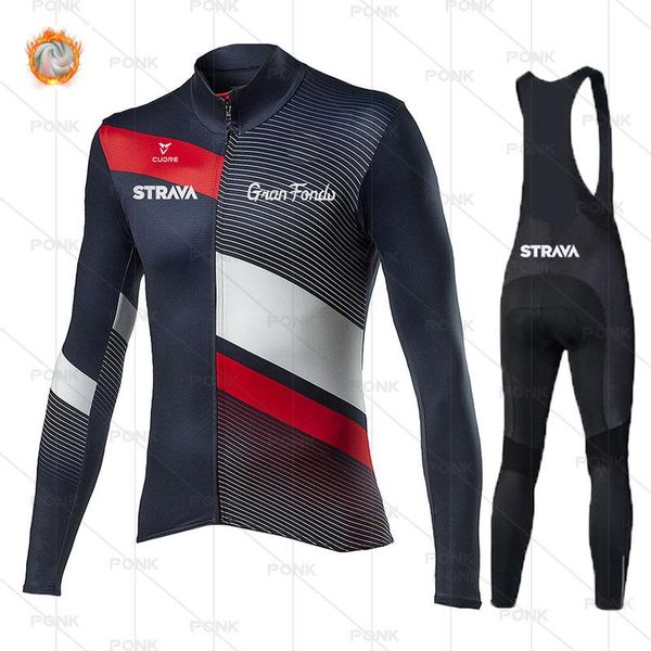 

racing sets warm 2021 winter thermal fleece cycling clothes strava men jersey suit outdoor riding bike mtb clothing bib pants set, Black;blue