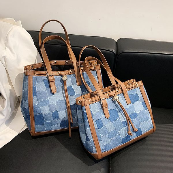 

luxury handbags women's 2021 new trend fashion denim large capacity tote bag ins textured portable shoulder bag