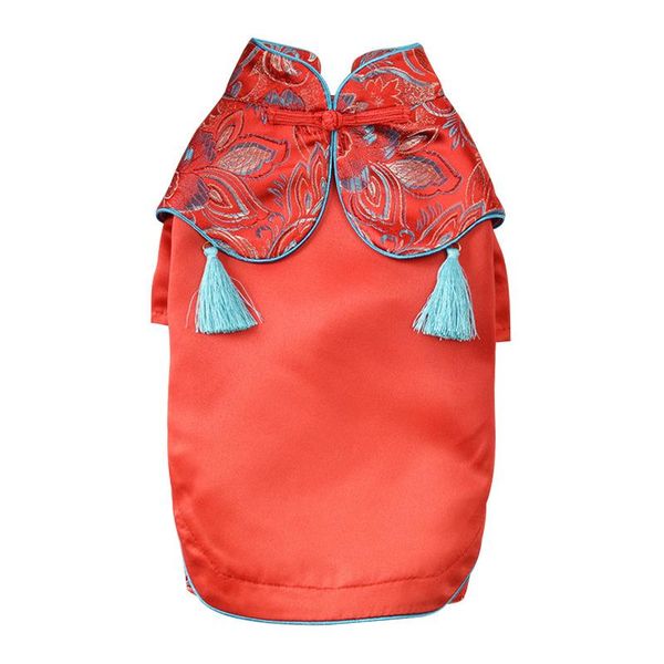 

dog collars & leashes halloween clothes dress chinese wedding embroidered tassel cozy pet cat shirt princess small outfit