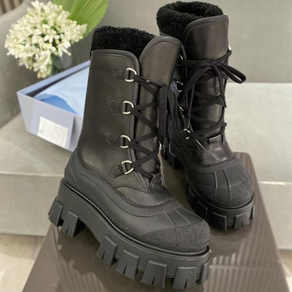 

platform boots women leather shoes woman warm flat casual fashion lace up zapatos de mujer 2021, Black