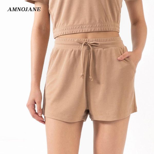 

yoga outfit summer running shorts women high waist sport short modal loose lace-up ladies athletic workout fitness pocket