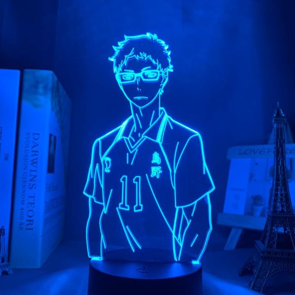 Nachtlichter Haikyuu Kei Tsukishima Led-Lichtlampe für Schlafzimmer Dekor Nachtlicht Kinder Kind Geburtstagsgeschenk Haikyu 3d