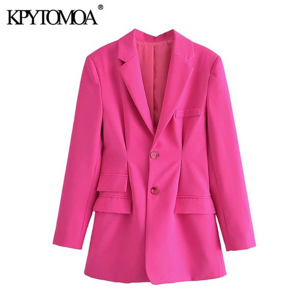 

women's suits & blazers kpytomoa women 2021 fashion single breasted pleats fitted blazer coat vintage long sleeve pockets female outerw, White;black