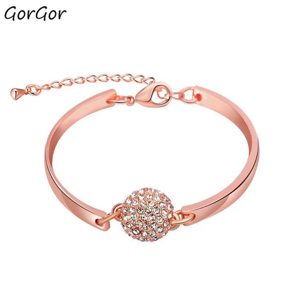 

charm bracelets gorgor women alloy material pattern rose gold plated crystal ball exquisite temperament birthday jewelry 20603478134b, Golden;silver