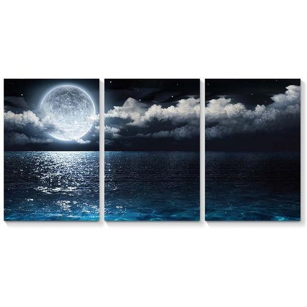 

paintings night moon cloud sea landscape canvas painting wall art scenic picture poster and print wallpaper living room bedroom decoration