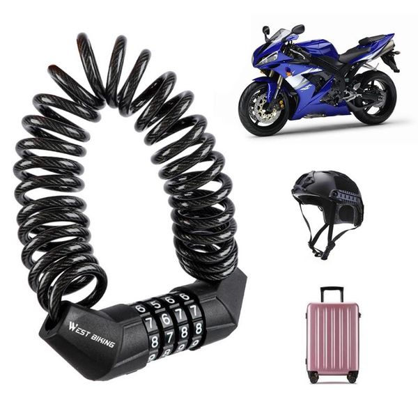 

bike locks cycling helmet lock with cable heavy duty combination 1.5m zinc alloy portable mtb motorcycle locking chain