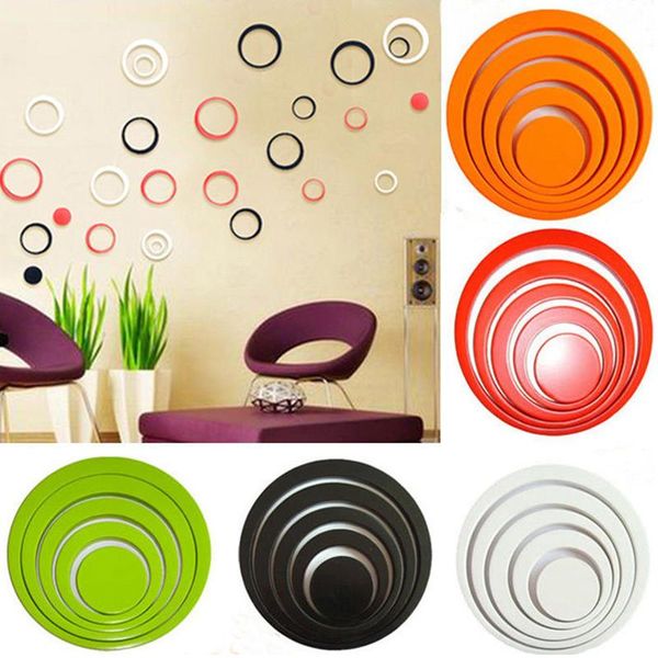 

wall stickers 5 pcs 1set 3d stereo creative acrylic circles decal home decor office mural art wallpaper indoors decoration