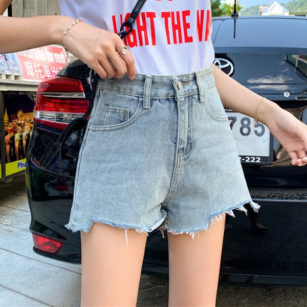 

women's shorts large size fat mm denim summer new korean high waist loose thin wide leg a-line pants, White;black
