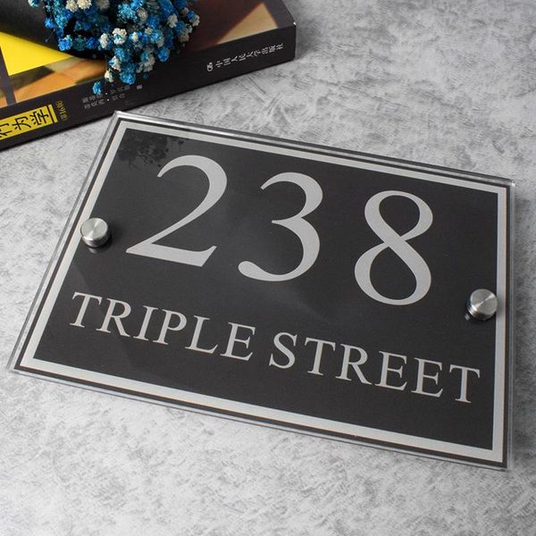 

novelty items outdoor modern customhome house address plates door number signs plaque street name glass effect nameplate decorative letters