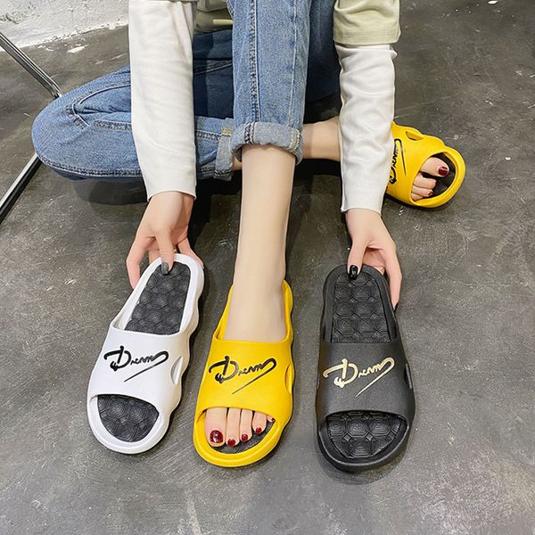 

slippers non-slip flip flop thicken summer fashion outer wear shoes flip flop indoor home sandals bathroom slippers, Black