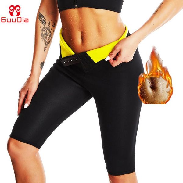 

women's shapers guudia waist compression shaper slim leggings women sauna sweat neoprene slimming pants high workout running body, Black;white
