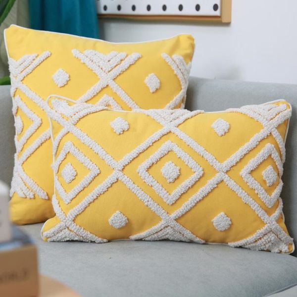 

cushion/decorative pillow yellow cushion cover 45x45cm/30x50cm tufted geometric for netural home decoration living room bedroom chair
