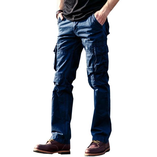 

drop men cargo pants military straight trousers casual cotton camouflage long size 28-40 jpck01 men's, Black