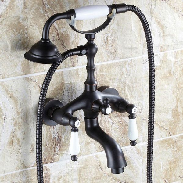 

american style black archaize simple flower shower system brass bathroom faucet set mixer tap 0027 sets