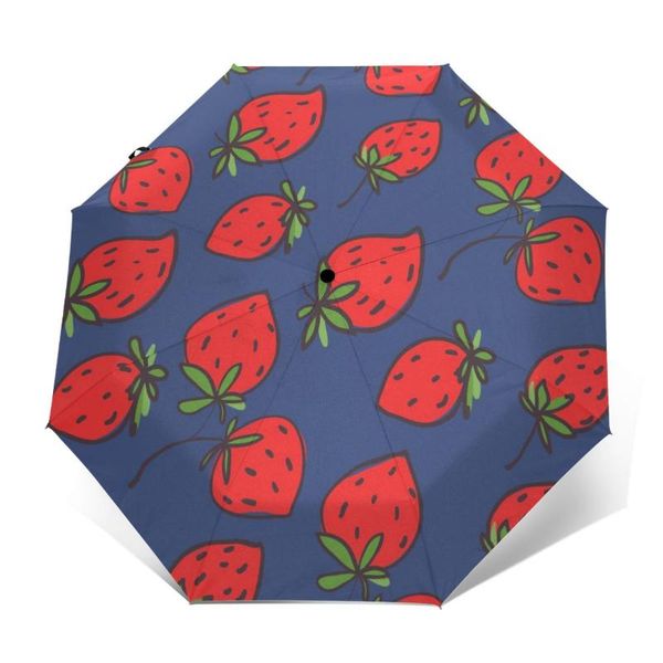 

umbrellas wind resistant folding automatic umbrella women auto funny strawberry windproof rain for men parasol