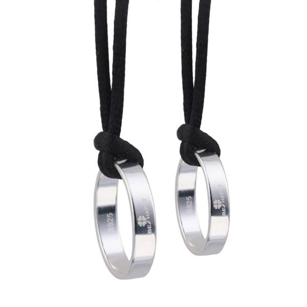 

necklaces, four leaf grass gifts, men's creativity, japanese and korean fashion rings, lovers' necklaces, simple women's one, Black