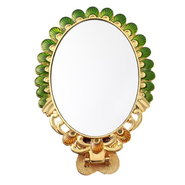 

nail glitter vintage handheld mirror metal embossed folding, Silver;gold