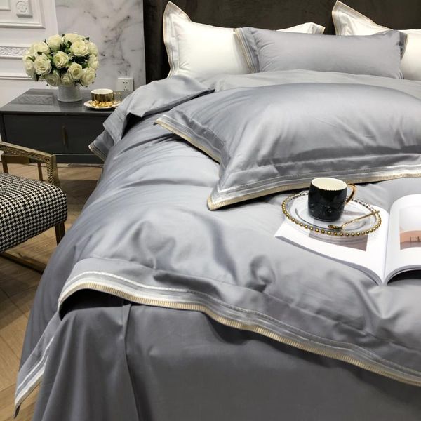 

bedding sets home-2021-high-end luxury egyptian cotton embroidery four-piece simple plain quilt cover