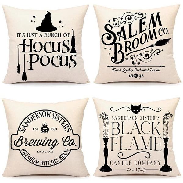 

pillow case halloween decor covers 18x18 set of 4 decorations farmhouse outdoor fall pillows decorative throw cushion