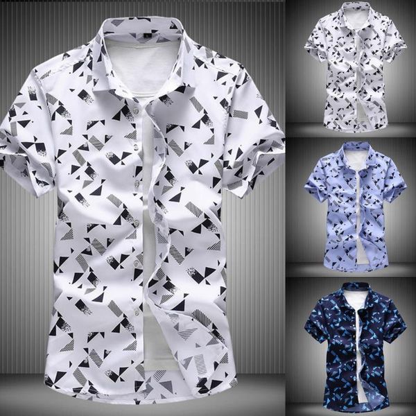 

men's casual shirts mens fashion ethnic short sleeve printing hawaiian shirt blouse man 2021 henley, White;black