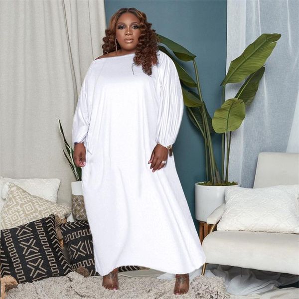 

plus size dresses for women 4xl 5xl slash neck fall knitted dress casual long sleeve cotton wholesale drop, Black