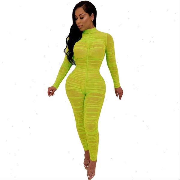 

ruched mesh sheer women jumpsuits bodycon jumpsuit see through long sleeve party club rompers womens one, Black;white